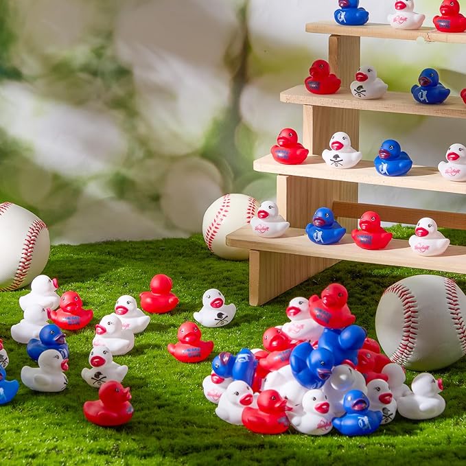 Gejoy 100 Pcs Baseball Rubber Ducks Assorted Sports Rubber Duckies Bulk Mini Ducks Toys Small Tiny Ducky for Team Favors Gifts