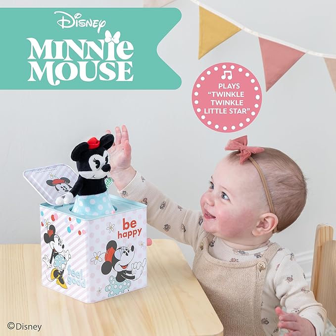 Kids Preferred Disney Baby Minnie Mouse Toy Jack in The Box for Toddlers 1-3, Disney Minnie Mouse Toys for Girls Musical Toys for Toddlers 1-3