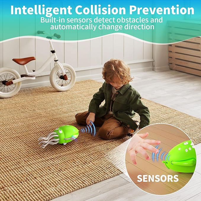 Interactive Dancing Octopus Toy,LED Light-Up Music Crawling Squid with Smart Obstacle Avoidance & Fishing Rod,Tummy Time Baby Toy,Musical Toy for 3 4 5 6 Year Old Boys and Girls(Fluorescent Green)
