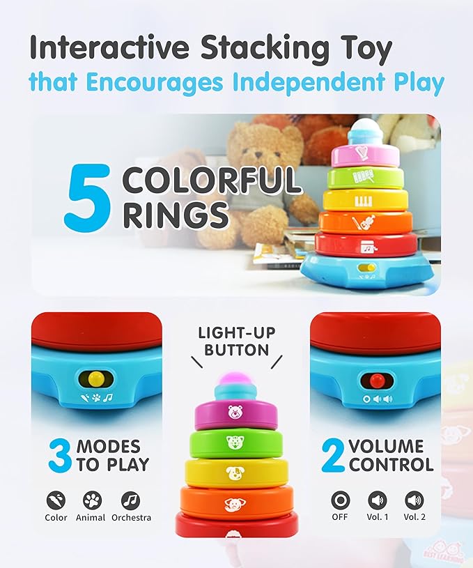 BEST LEARNING Stack & Learn - Developmental Educational Activity Stacking Toy for 6 or 9 Month Old Baby Toys and Up | First 1 Year Boy Girl Gifts for Birthday Gift