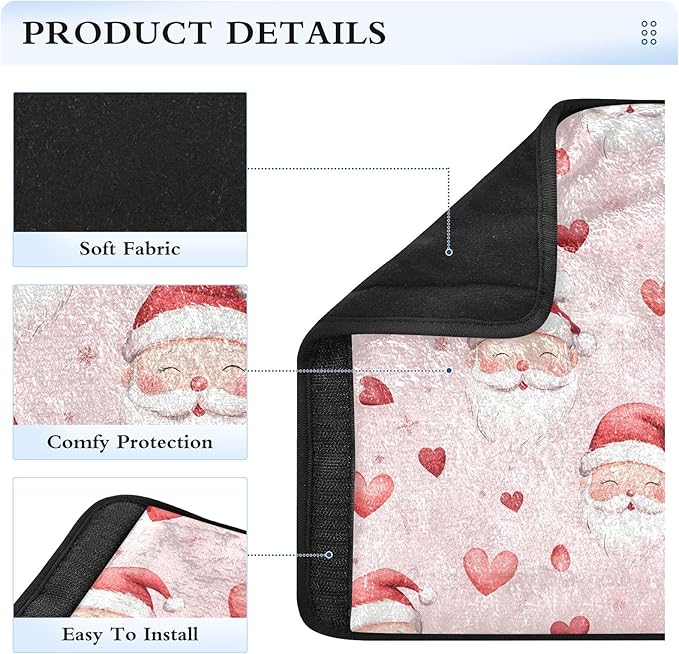 CHIFIGNO Watercolor Santa Claus Red Hearts Seat Belt Covers 2Pcs Car Seatbelt Covers Cute Car Seat Straps Shoulder Pads for Car Bag
