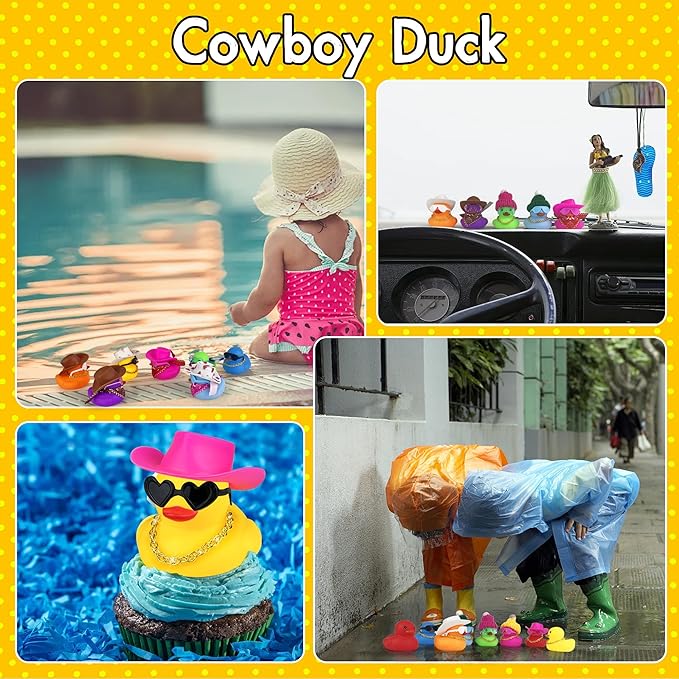 16Set 64PCS Mini Duck Toys Bulk Decoration with Hat Scarf Necklace Sunglasses Cute Tiny Duck Figurines for Kids Teens Birthday Baby Shower Swimming Pool Party Favors Classroom Prizes