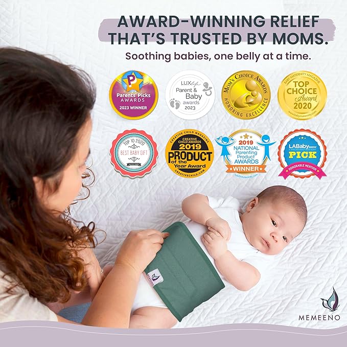 MEMEENO Belly Band for Baby, Heating Pad for Colic, Gas Relief for Infants, Heated Tummy Wrap for Newborns, Forest