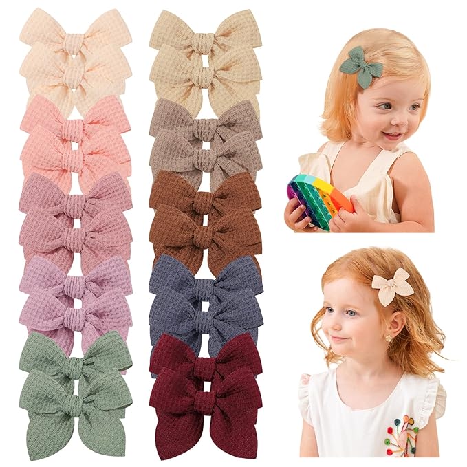 Jollybows 20pcs Baby Hair Bows Clips 2" Mini Fable Alligator Clip Toddler Pigtail Bow Fine Hair Clip Baby Girl Hair Accessories