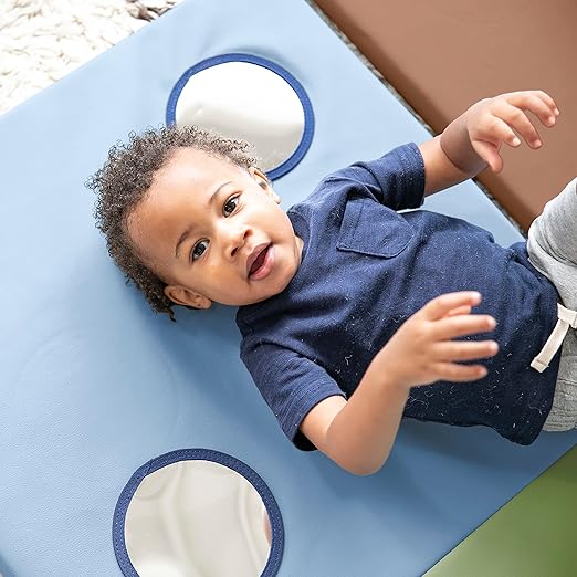 ECR4Kids SoftZone 123 Look at Me Activity Mat, Folding Playmat, Earthtone