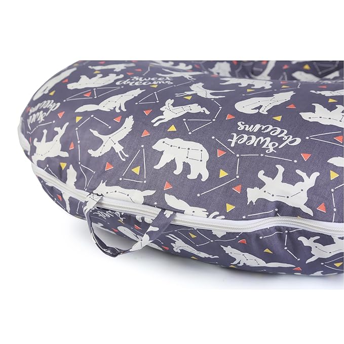 IBraFashion Newborn Lounger Cover - 100% Cotton for Boppy Original Lounger - Hypoallergenic & Machine Washable Replacement Cover Neutral Zodiac Astronomy Pattern(Grey, Sweet Dreams)