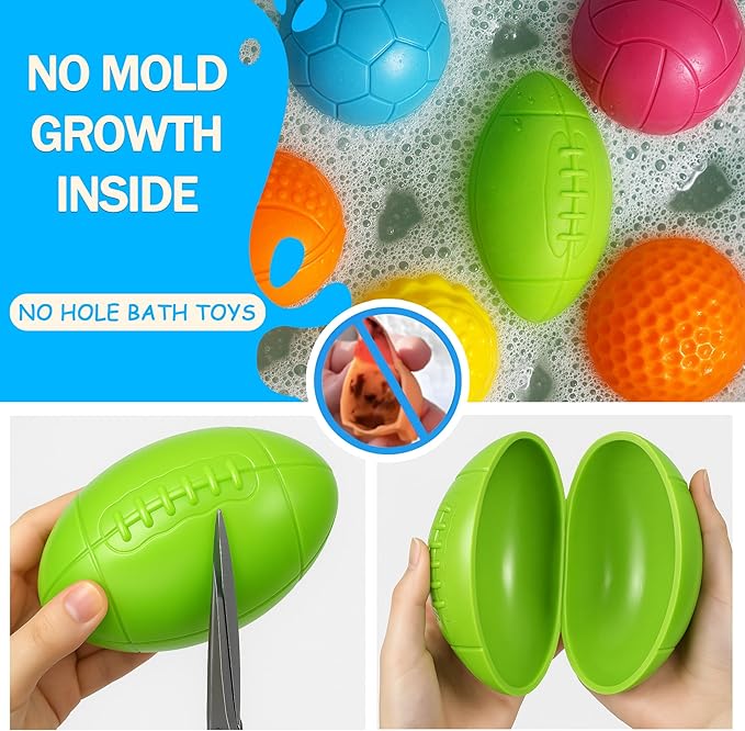 Sensory Balls for Toddlers 1-3, Baby Bath Toys 6-12 Months, 6PCS No Hole Textured Soft Balls, Safe Teething Toys for Boys & Girls, Montessori Gifts, 2025