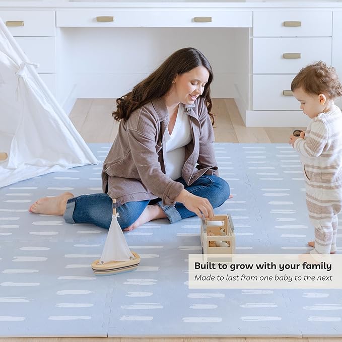 Little Landings Baby Play Mat for Floor - Shoreline (4x6ft) - Premium EVA Foam Play Mat for Babies & Toddlers (Ages 0-5+) Non-Toxic Playmat for Tummy Time, Crawling & Playroom - Stylish & Comfortable
