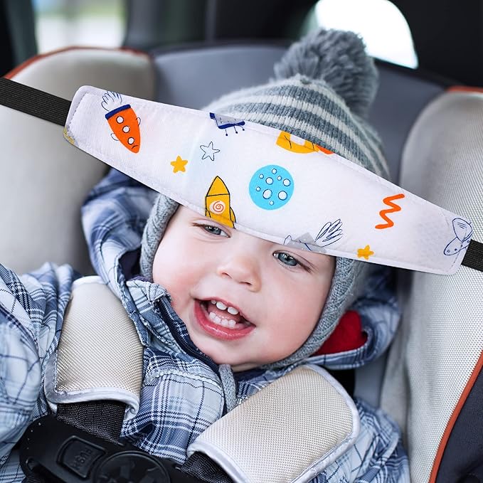 HESTYA 2 Pcs Carseat Head Support Toddler, Stroller Seat Headrest for Sleeping Traveling, Neck Relief Headband Strap for Kids Children Toddler Infant(Space)