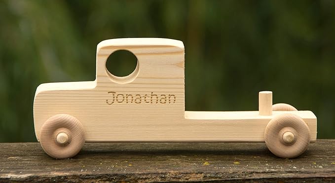 Wooden Toy Truck with Toy Cars - Personalized Toy - Semi Trailer Push Toy for Children and Toddlers