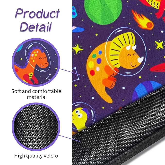 2Pack Seat Belt Cover for Kids, Cute Cartoon Pattern Car Seat Belt Pads Cover for Girls and Boys, Kid's Seat Belt Cushion, Shoulder Strap Pad (Space Dinosaur)