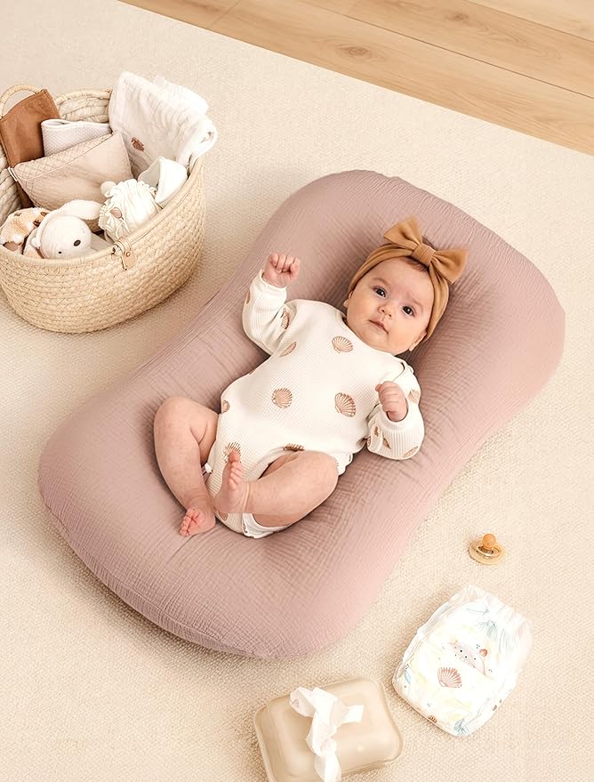 Termichy Baby Lounger Cover Muslin: Soft Cotton Slipcover for Snuggle Me Lounger - Removable & Machine Washable for Daily Use - Zipper-Free & Skin-Friendly for Newborn Girls and Boys