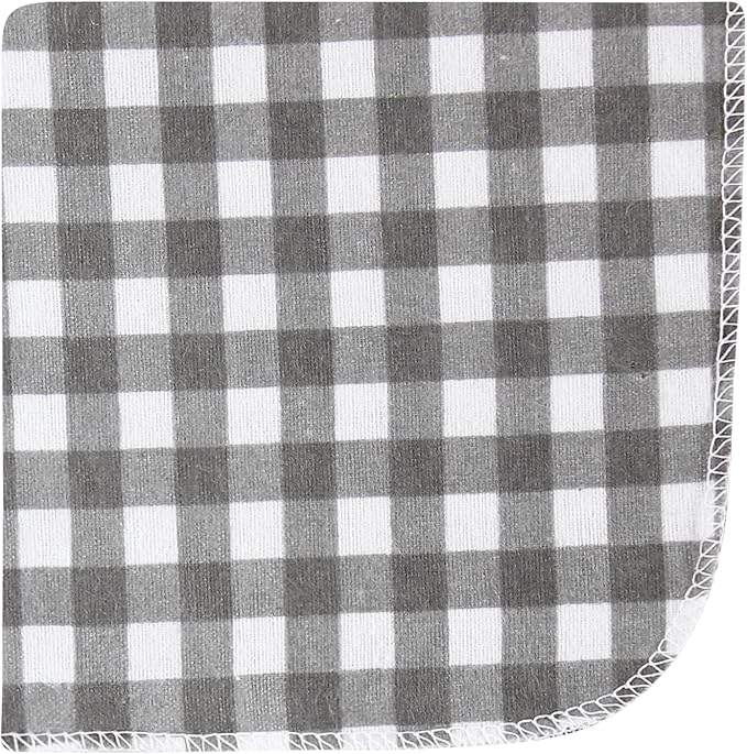 Hudson Baby Unisex Baby Flannel Cotton Washcloths 12-Pack, Farm Friends Grey, One Size