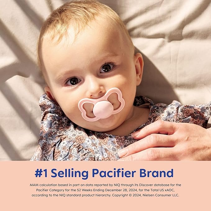 MAM Supreme Night Baby Pacifier, for Sensitive Skin, Patented Nipple, 4 Pack, 16+ Months, Unisex,2 Count (Pack of 1)