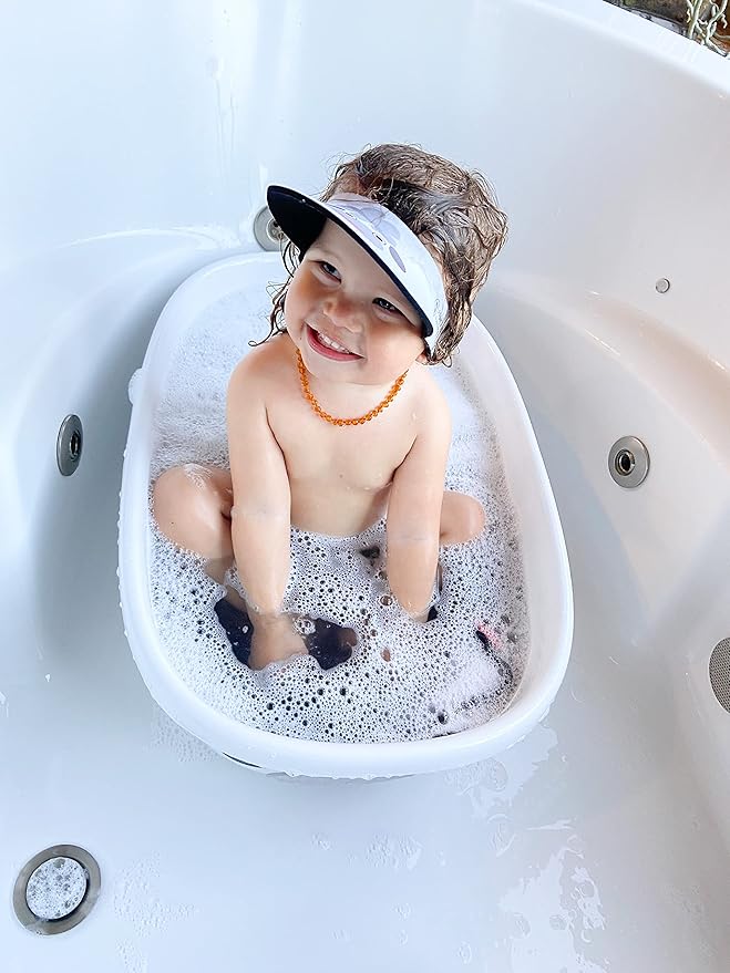 Prince Lionheart TUBIMAL Infant and Toddler Bath Tub - SHEEP | Tub Becomes a Storage Bin | Include a Stackable Lid and Infant Mesh Hammock | Innovative Outside Drain Plug | Perfect Bin for Toy Storage