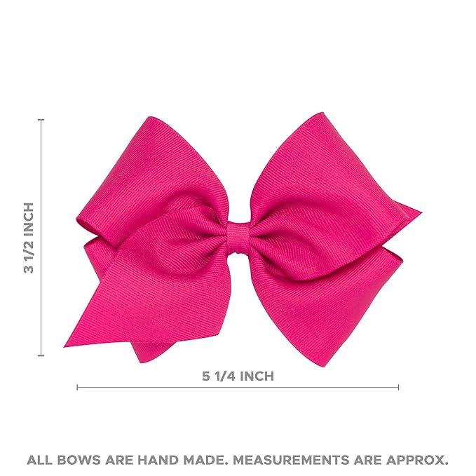 Wee Ones Girls' Classic Grosgrain Hair Bows with Plain Wrap Center, No-Slip Hair Clip, Handmade, Cranberry, Mini King
