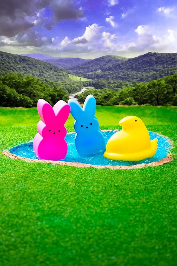 Peeps Light Up Easter Bathroom Toys for Kids, 3 Pack Bunny and Chick LED Night Bath Toys, Glowing Waterproof Novelty Toy Set for Easter Baskets, Party Favors