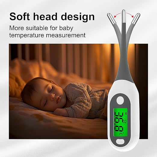 2 Pack Digital Thermometer for Adults Kids Babies,Measures in 16 Seconds with Flexible tip and Fever Alarm, Accurate Oral Rectal Underarm Thermometer with 3 Colors Back Light