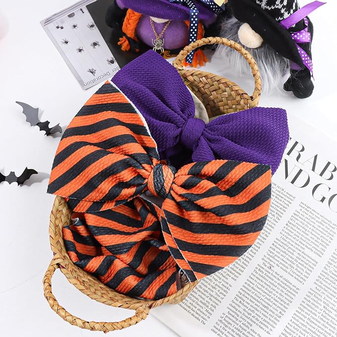 Halloween Baby Girl Bows 7 Inchs Baby Girl Bows Hair Accessories Toddler Nylon Headbands Newborn Headband Bows 2 PCS