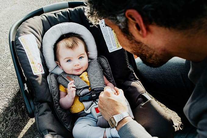JJ Cole Reversible Seat Belt Covers - Quilted Seat Belt Cover for Car Seat Straps - Heather Gray - Car Seat Belt Cover - Baby Travel Essentials