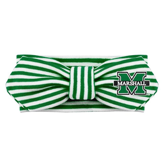 Creative Knitwear Marshall Thundering Herd Infant Girls Kelly/White Striped Hair Knot Headband Embroidered Logo - Size Newborn - 4T