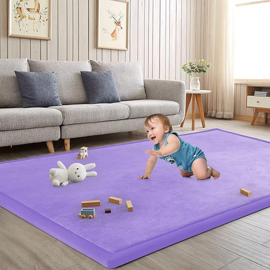 Baby Play Mat for Floor Nursery Muscle Mat Area Rug Playroom Rug 50"x50" Memory Foam 1.3" Thick Crawling Mat for Babies,Toddlers, Infants,Kids (Lavender)