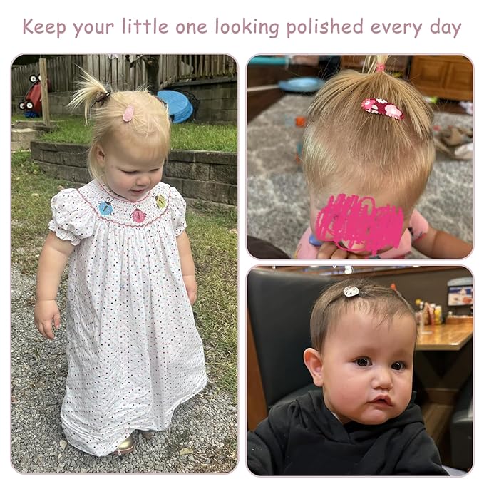 CÉLLOT 42Pcs Baby Hair Clips, Infant Girl Hair Accessories, 1.5" Mini Hair Clips, Printed Anti-Slip Snap Barrettes, Waterdrop Design Hairpins, Toddler Girl Hair Accessories（A）