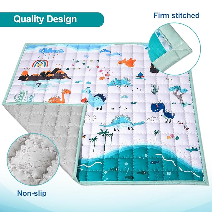 Baby Play Mat 50"x50",Foldable Kids Play Mat for Playpen Washable Crawling Baby Play Mats for Floor Soft Polyester Baby Mat Non Slip Cushioned Playmats for Babies Toddler Infants Tummy Time