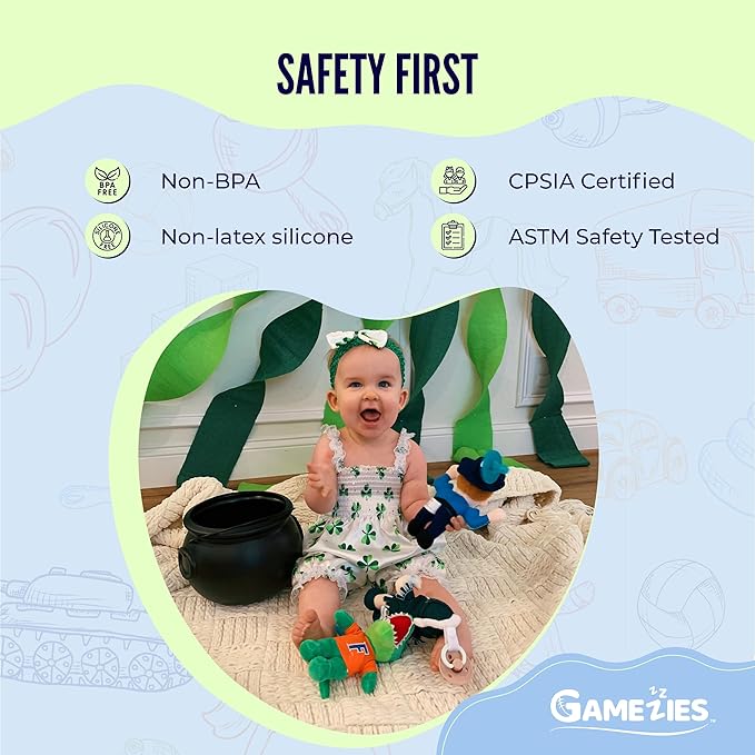 Gamezies Baby Boy and Girl Silicone Pacifier with College Mascot Removable, Washable Plush Toy CPSIA Tested, BPA-Free 0-6 Months (South Carolina)