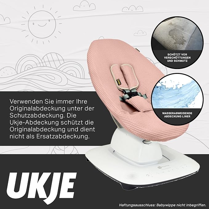 Ukje Protective Swing Cover Compatible with 4moms or MamaRoo 5, Multi-Motion Baby Swing, Baby Swing Liners, Baby Rocker Cover, Easy to Install, Easy to Wash, Handmade in Europe, Grey