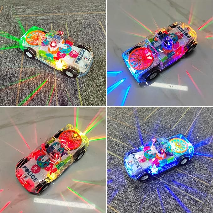Tipmant Baby Toddler Police Car Electric Vehicle Toy Auto Driving, Transparent Gears, Music, Luminous Lights, Kids Gifts