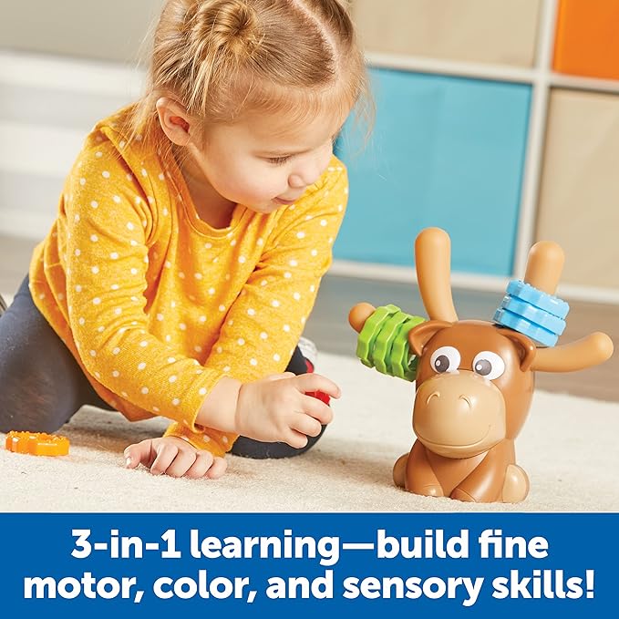 Learning Resources Max the Fine Motor Moose - 13 Pieces, Ages 2+ Toddler Learning Toys, Fine Motor Toy for Toddlers, Preschool Toys