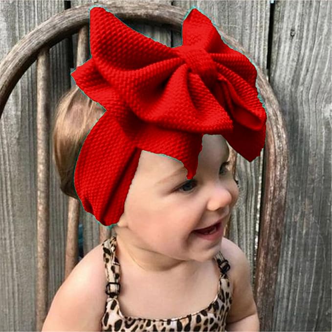 Bows for Baby Girls Headband, Newborn Bows Headbands Baby Hair Bows Hairbands Hair Accessories.(FD104) (Red Black)