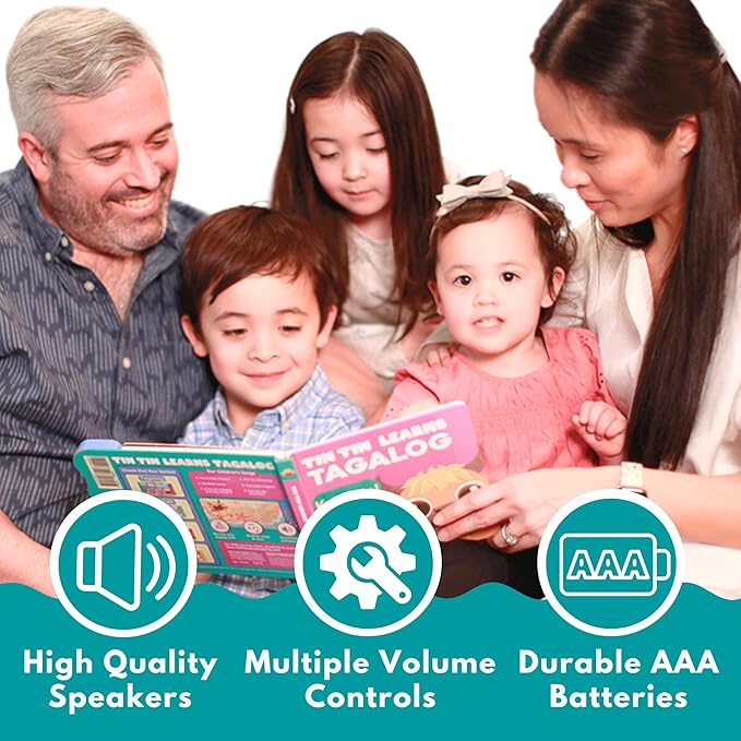 Vol. 3 — Interactive Sound Board Book for Toddlers 1-3, Bilingual English & Filipino Songs & Nursery Rhymes, Talking Musical Book, Musical Toy Gift for Babies & Kids