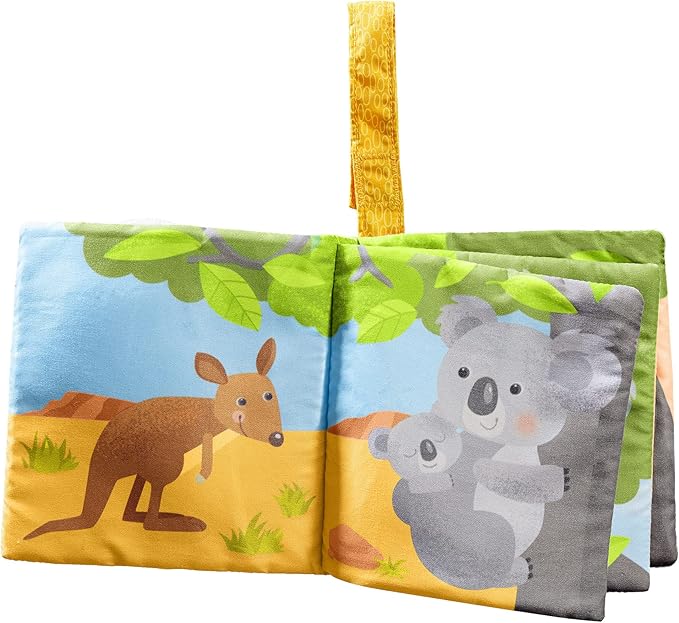 HABA Koala Fabric Book - Meet The Animals Downunder! - Attaches to Crib & Car Seat