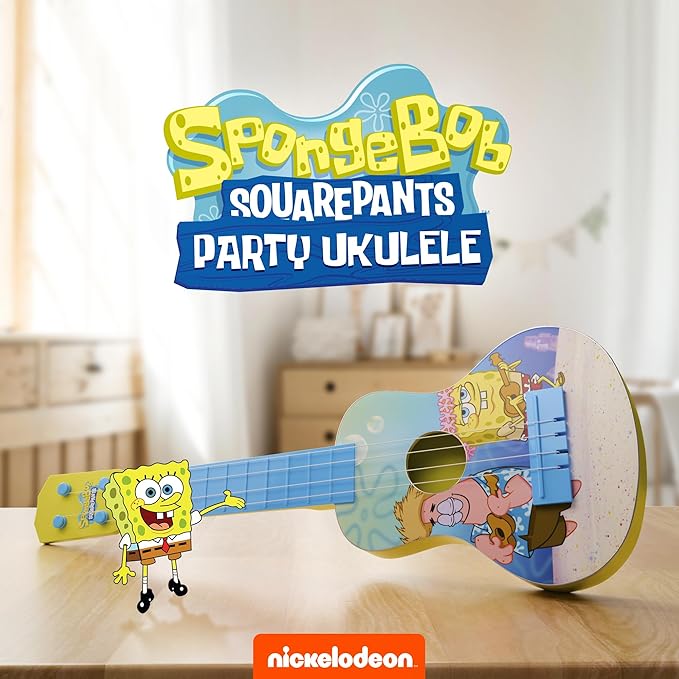 Lollipop Paw Patrol Party Ukulele - Musical Toy Gift for Toddlers4 String Mini Guitar Musical Instrument, Educational Learning Toy, Can Play with Strap or Picks - Great for BeginneR (Spongebob Yellow)