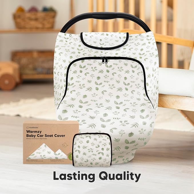 KeaBabies Winter Car Seat Cover Baby, Newborn - Universal Fit Infant Carseat Covers Baby Girl, Boy, Breathable, Lightweight Blanket, Easy to Use Stroller Canopy, Rain, Wind, Sun Shade (Laurel)