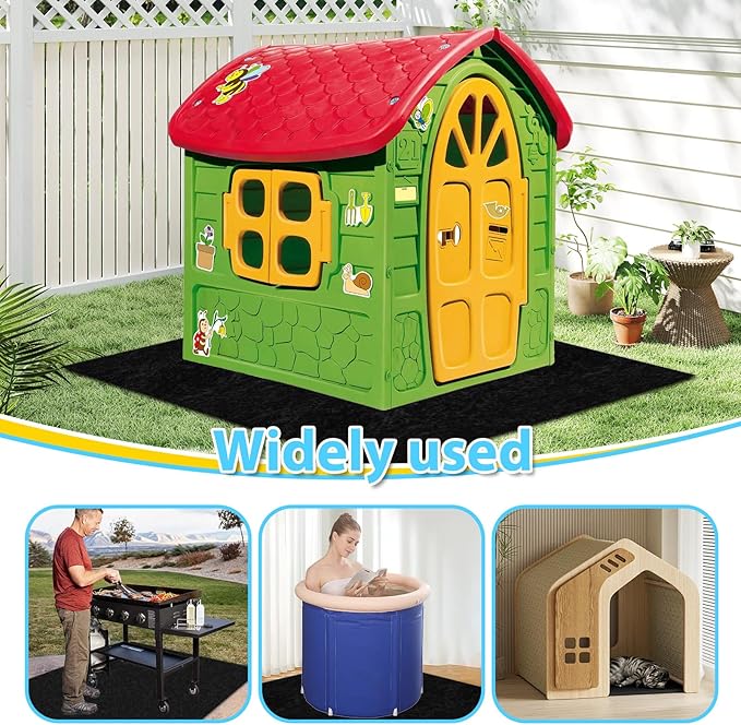 Outdoor Playhouse Mat 59'' x 59'' Portable Activity Rug with Non-Slip Backing Outside Game House Play Mat Playhouse Pad Rug for Outdoor Playground Flooring