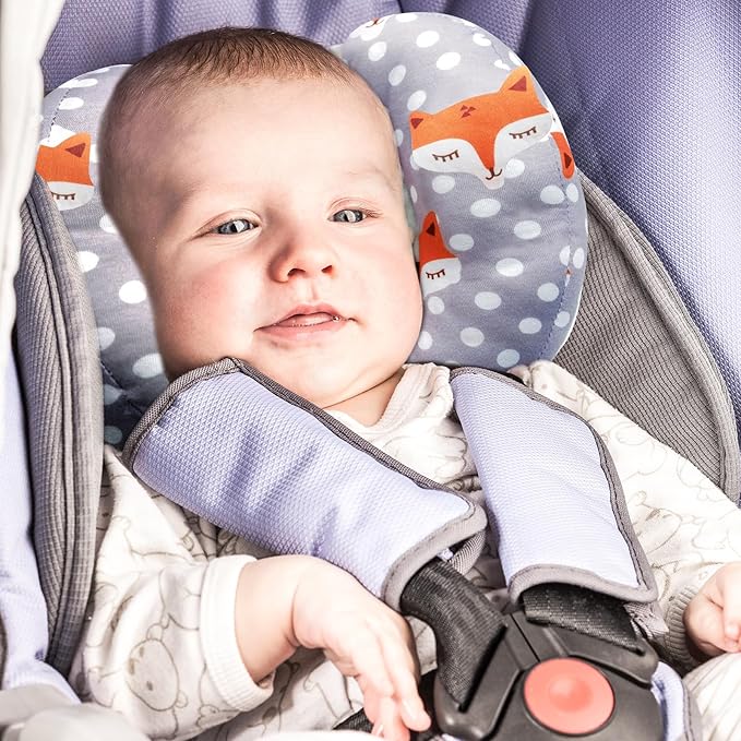 KAKIBLIN Baby Head Neck Support Pillow, 2 in 1 Banana Neck Pillow for Baby, Travel Pillow for Stroller Neck Support for Newborn, Adjustable Pillow for Head