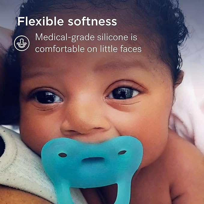 Smilo Newborn Baby Pacifier with Sterilization Box - 2 Pack of Orthodontic Pacifiers for Babies from 0-2 Months - Expands to Support The Palate During Soothing - BPA-Free - Pink