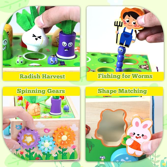 Montessori Toys for 1-3 Year Old Girls Boys|Birthday Gifts for 1 Year Old|Shape Sorting with Game Map|Wood Animal Farm Baby Toys for Baby 1+ 1-2 1st First Birthday Girl Easter Gifts