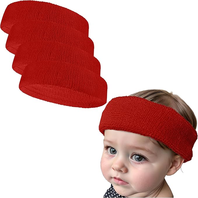 COUVER Baby Infant Terry Solid Color Headband/Terry Cloth Head Band - 4 Pieces