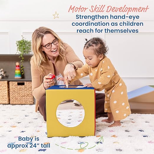 ECR4Kids SoftZone Mirror Activity and Sensory Play Cube, Baby Essentials, Assorted
