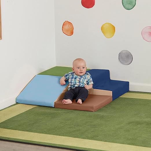 ECR4Kids SoftZone Junior Little Me Corner Climber, Beginner Playset, Earthtone, 4-Piece