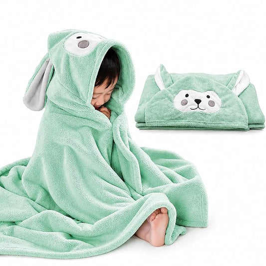 ROMASA Baby Bath Towel Ultra Soft Hooded Towel Highly Absorbent Bathrobe Blanket Toddlers Shower Gifts for Boys Girls- 27.5" x 55" (Green)