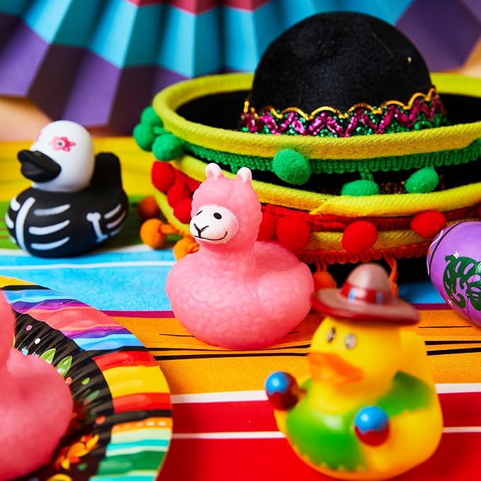 JOYIN 12 Pcs Mexican Fiesta Rubber Ducks for Party Favors Decoration, Cinco De Mayo Colorful Rubber Duck for Baby Shower, Bath Time and Dress-Up Play Duck Toys for Gifts