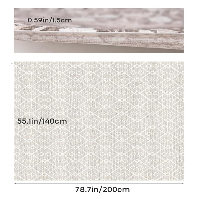 Reversible Baby Play Mat 78" x 55", Extra Large Foam Crawling Mat for Infants & Toddlers, Thick TPU Surface, Waterproof Floor Mat, Stylish Luxury Design for Living Room & Playroom (Floral & Beige)