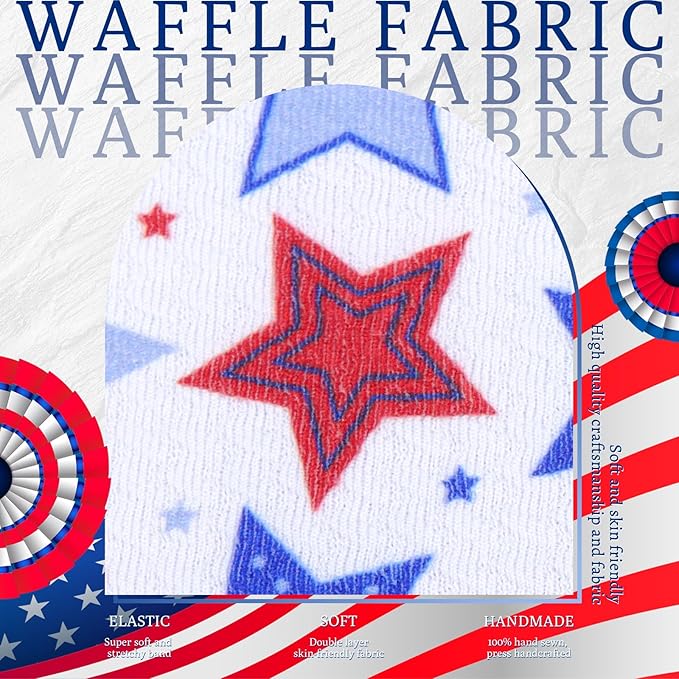 American Flag Headband with Red, White and Blue Patriotic Star Bows - Nylon Hairband for Girls and 4th July Accessories