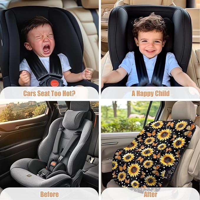 XYZCANDO Sunflower Print Baby Car Seating Sun Shade Cover Elegant Summer Baby Car Seat Cover Breathable Car Seat Sun Cover for Baby Easy to Install Car Seat Covers Gift for Birthday