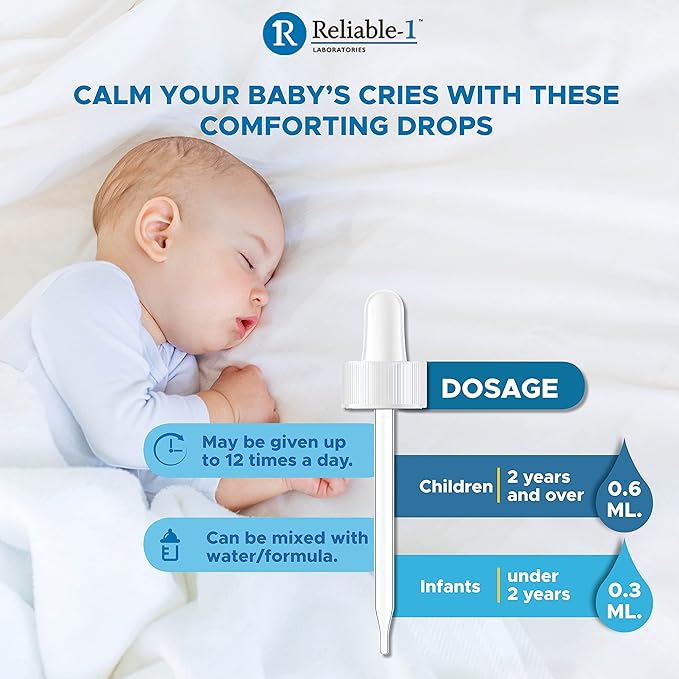 Reliable-1 Laboratories Infants Gas Relief Drops Stomach Relief Gas Drops for Babies, Infants and Toddlers | Simethicone Baby Gas Relief | Safe for Newborns, Dye Free Formula | 1 Fl Oz